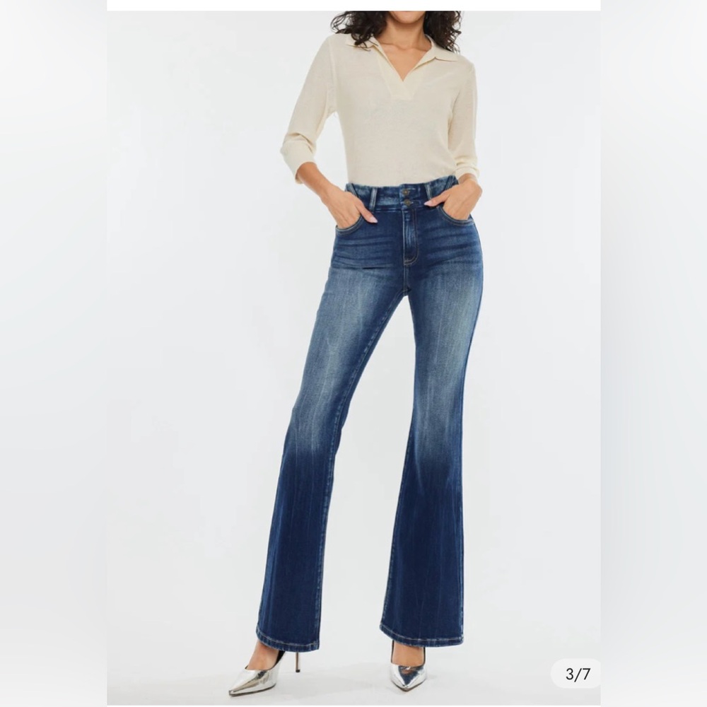 Kancan Flare‎ Jeans Women’s 1XL High Rise Stretchy Bootcut Wide Leg Festival